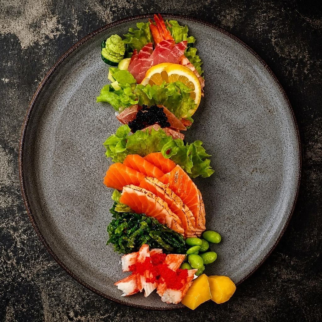 Nigiri och rullar på fat