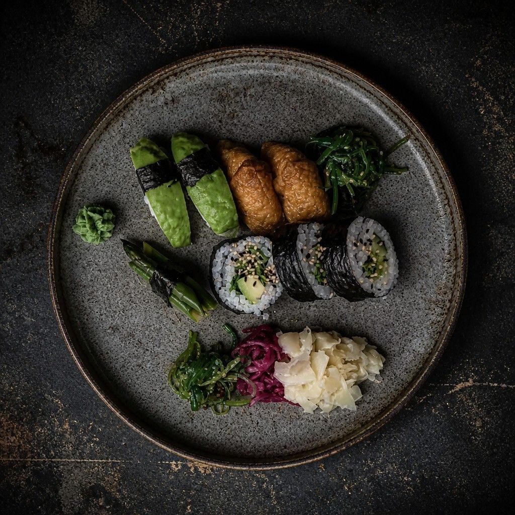 Vegetarisk sushi med avokado